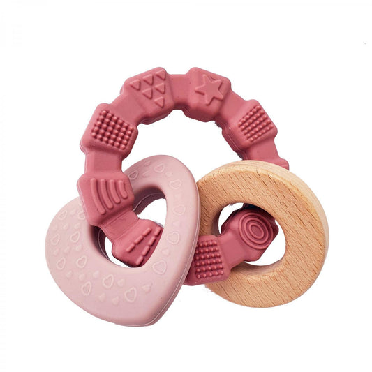 Summerville organic Silikonbitring för bebis Hjärta Rosa
