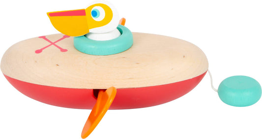small foot small foot Vatten leksak wind-up kanot pelikan | trä