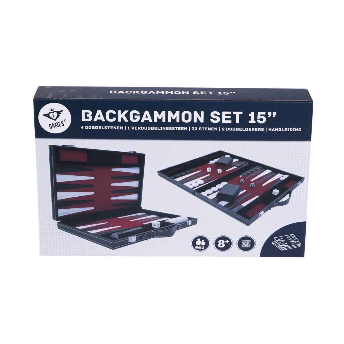 Engelhart - Backgammon röd/svart/vit