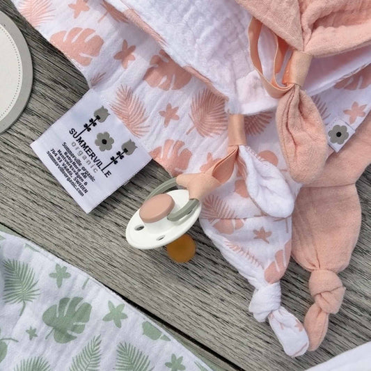 Nappduk 2-pack Tropisk Persikofärgad Ekologisk Bomull