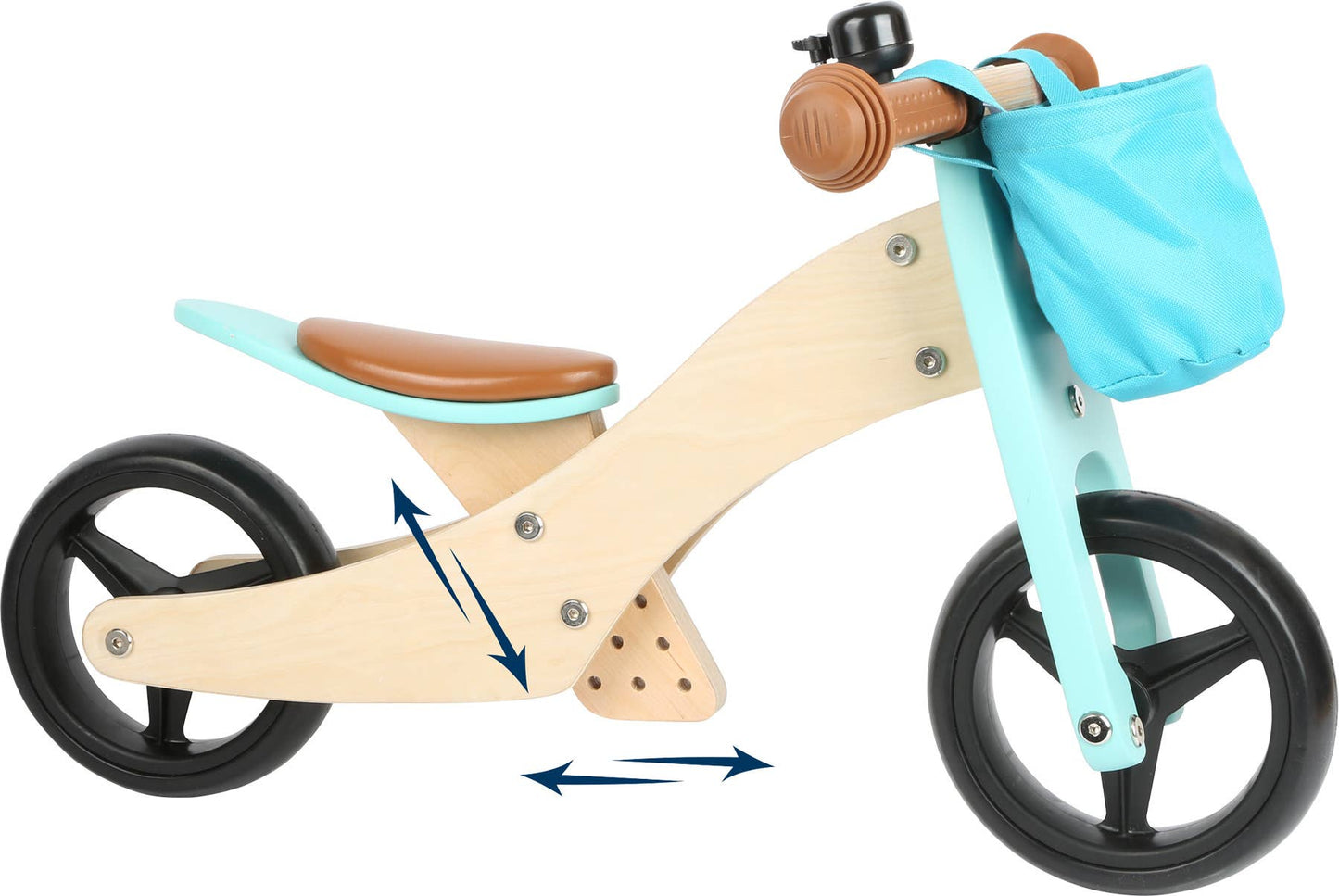 small foot 2 i 1 Turkos Balanscykel Trike | Hjul | Trä