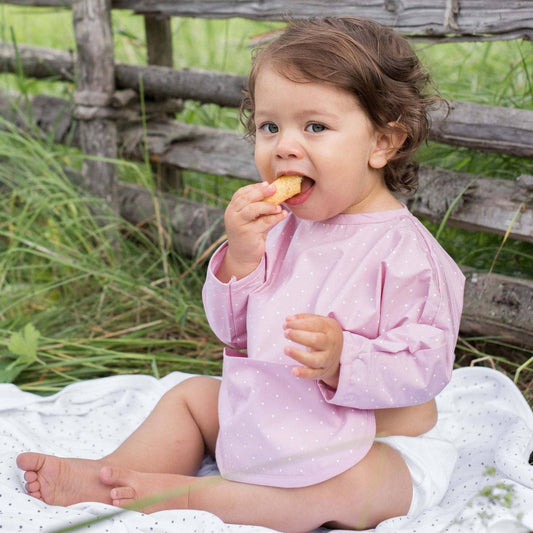 Summerville organic Ekologisk babyhaklapp med ärmar Soft Pink Dotty