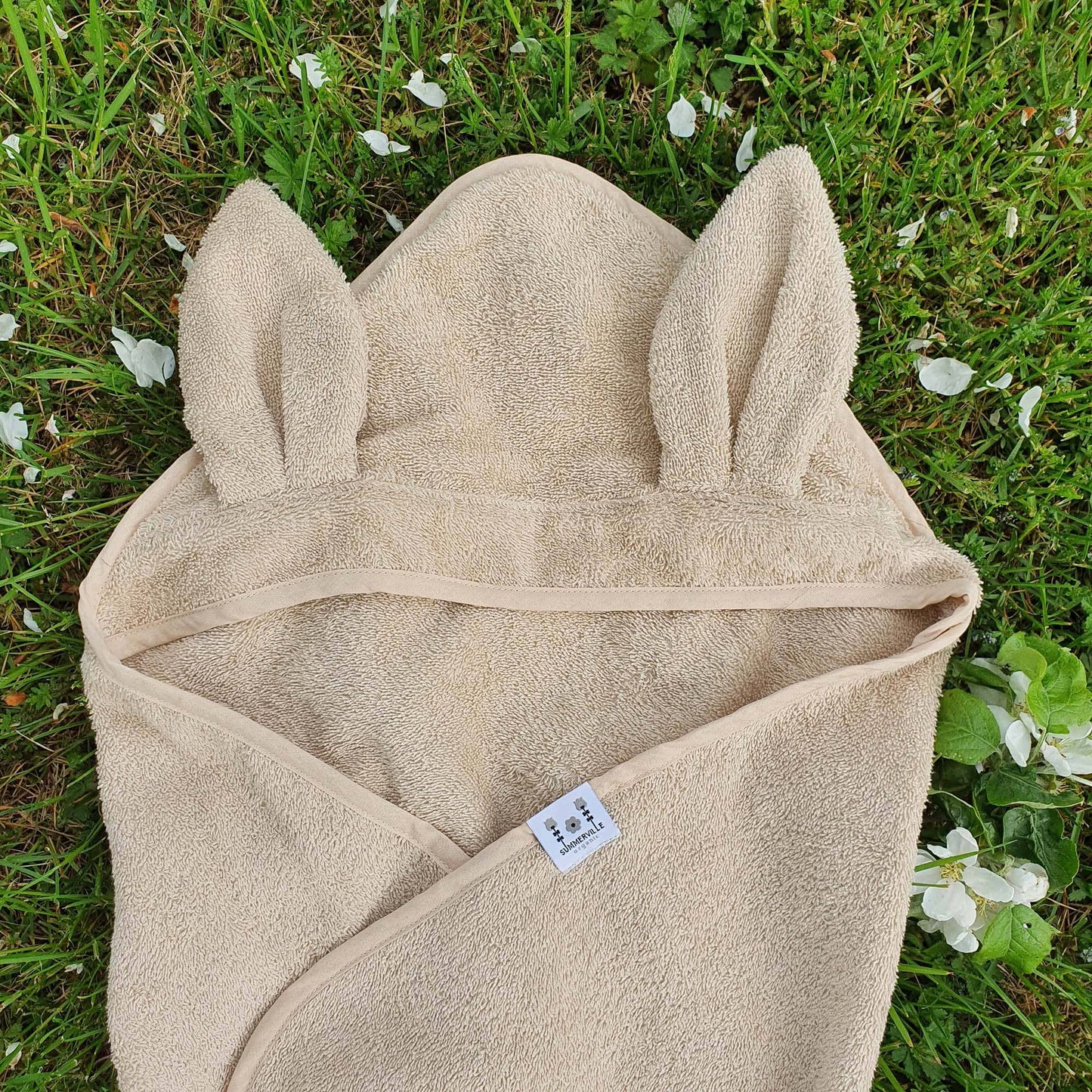 Summerville organic Ekologisk babyhandduk med huva Kanin Sand