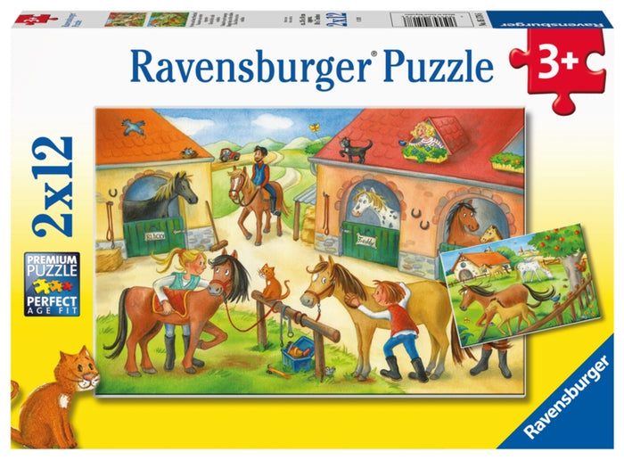 Ravensburger pussel - Happy Days At The Stables 2x12 bitar