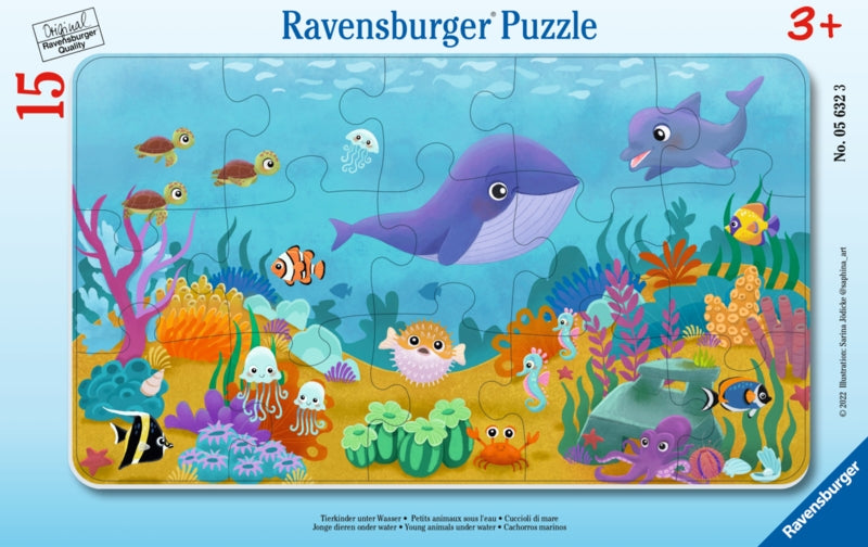 Ravensburger pussel - Young animals under water 15 bitar