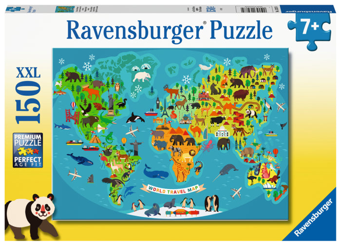 Ravensburger pussel - Animal World Map 150 bitar
