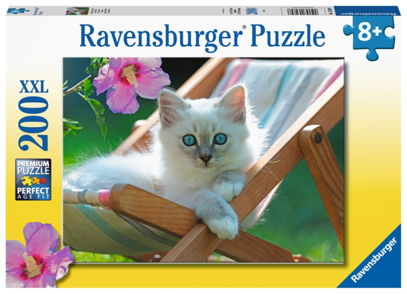 Ravensburger pussel - Deckchair Kitten 200 bitar