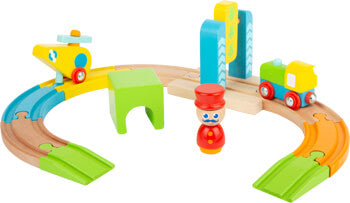 small foot Trä tågset med helikopter