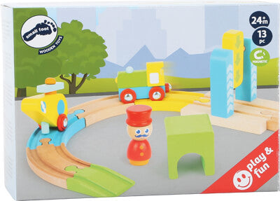 small foot Trä tågset med helikopter