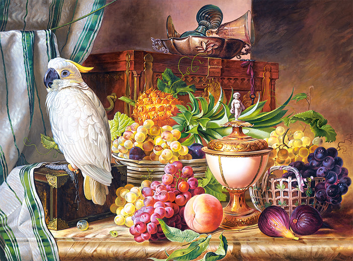 KIDEK pussel - Still Life With Fruit and a Cockatoo, Josef Schuster, 3000-bitar