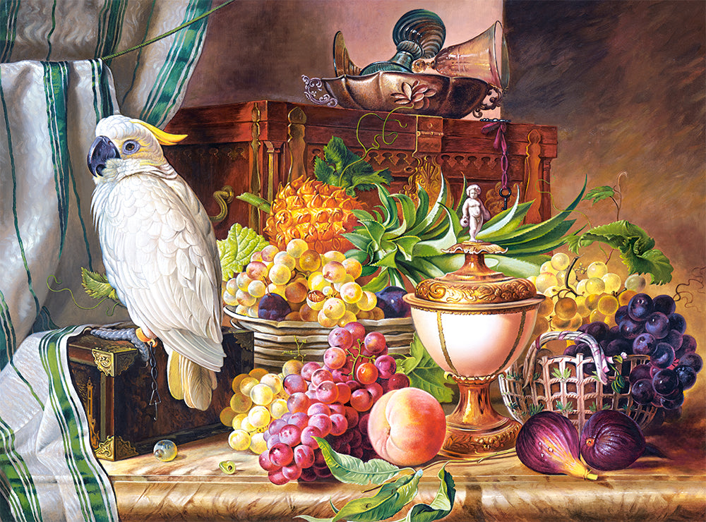 KIDEK pussel - Still Life With Fruit and a Cockatoo, Josef Schuster, 3000-bitar