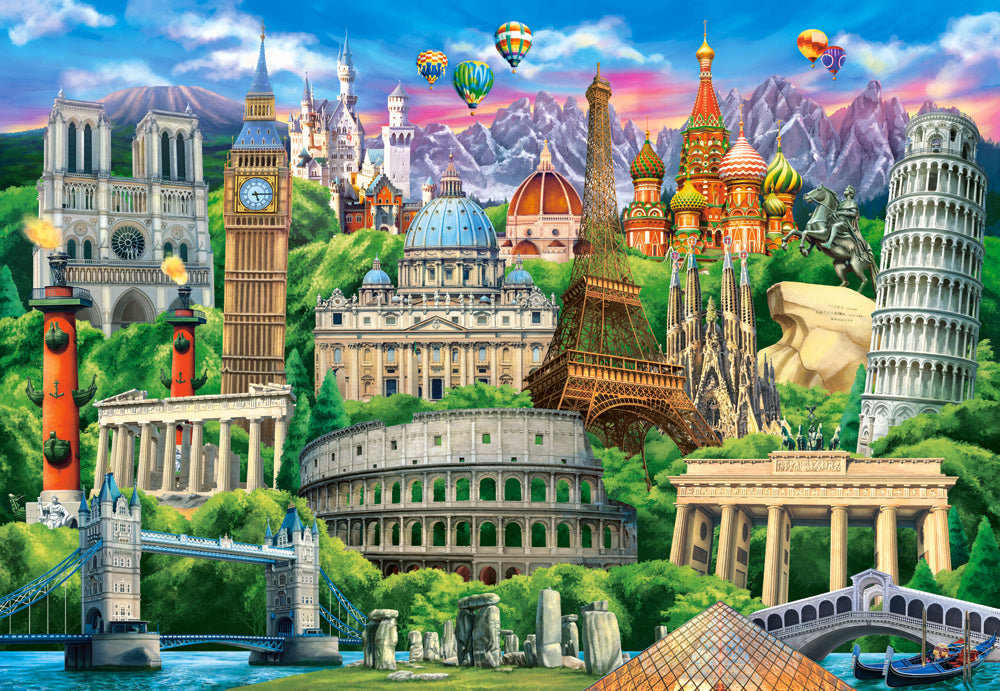 KIDEK pussel - Famous Landmarks, 1000-bitar