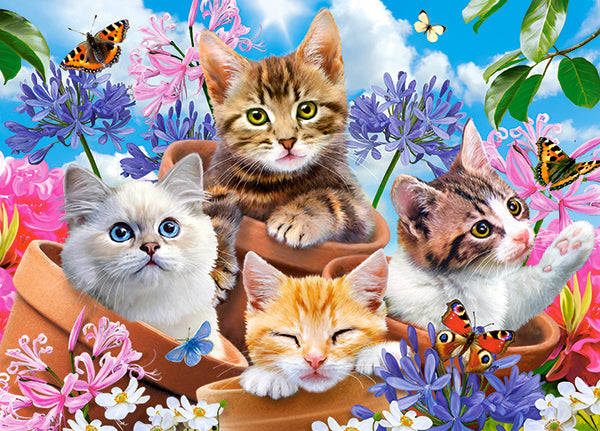 KIDEK pussel - Kittens with Flowers, 120-bitar
