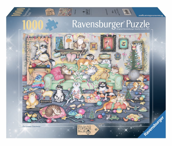 Ravensburger pussel - Crazy Cats Christmas Crackers1000p