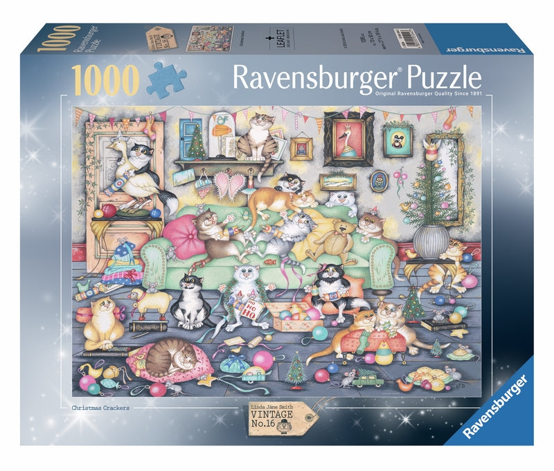 Ravensburger pussel - Crazy Cats Christmas Crackers1000p