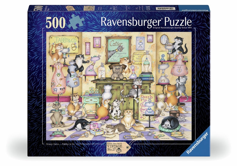 Ravensburger pussel - Crazy Cats Taby & Co. 500 bitar