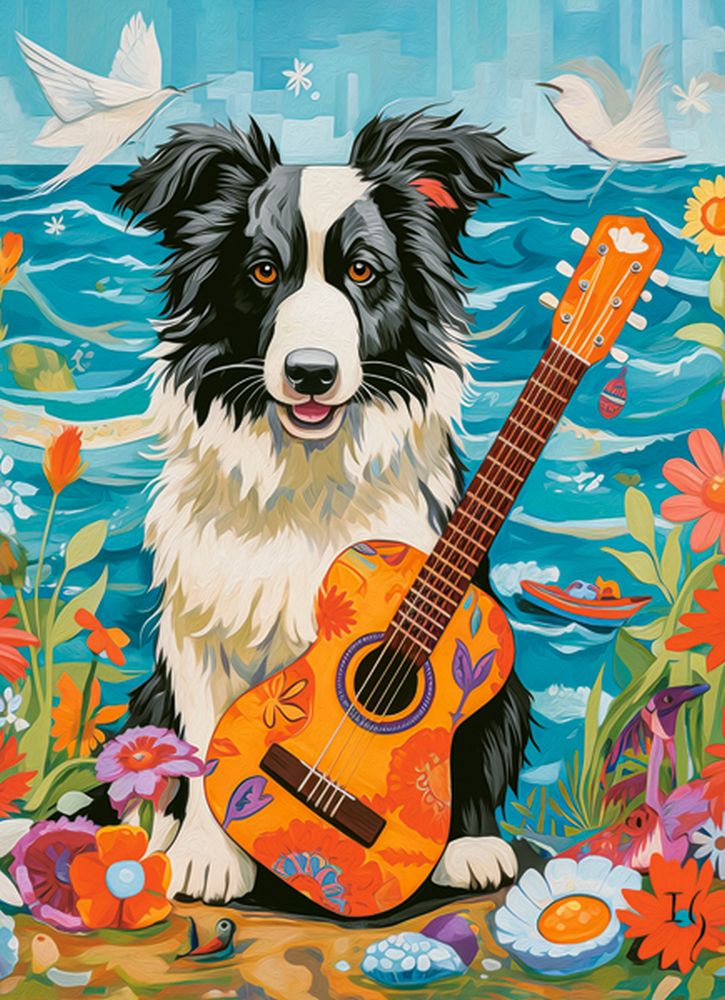 KIDEK pussel - Collie, Guitar and the Sea, 100-bitar