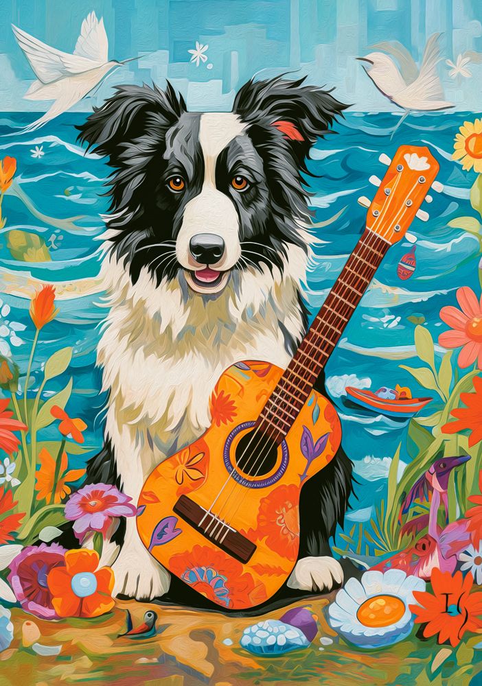 KIDEK pussel - Collie, Guitar and the Sea, 500-bitar