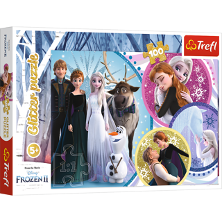 KÄRNAN, PUSSEL, TREFL - 100 BIT GLITTER FROZEN 2