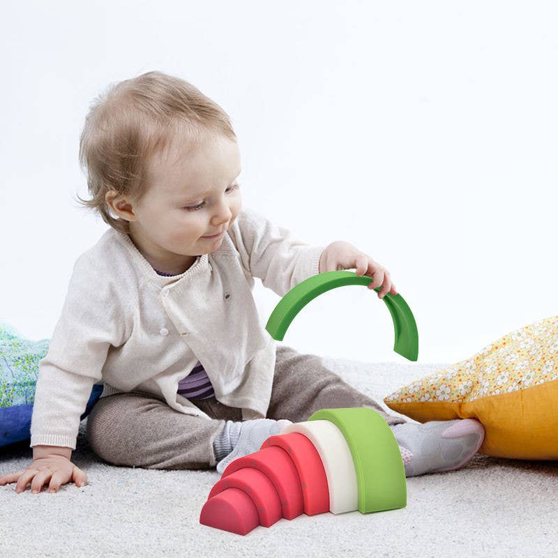 Silikon staplingsleksak vattenmelon
