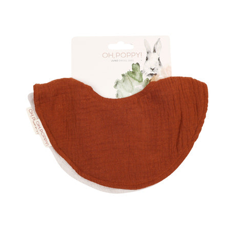 Oh, Poppy! JUNO DROOL BIBS 2-P Warm Rust / Linen Beige
