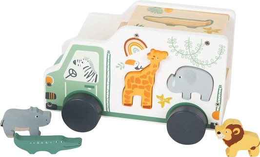 small foot small foot ”Safari” leksaksbil plug-in spel | motorik leksak | trä