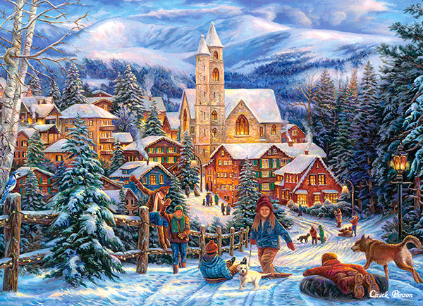 KIDEK pussel - Sledding in Town, 300-bitar