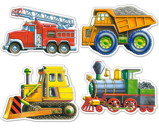 Vehicles, 4 pussel - figurformade, 4, 5, 6 och 7 bitar