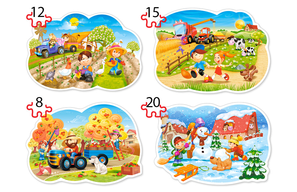 KIDEK pussel - Four Seasons, 4 bitar pussel - 8 bitar, 12 bitar, 15 bitar och 20 bitar