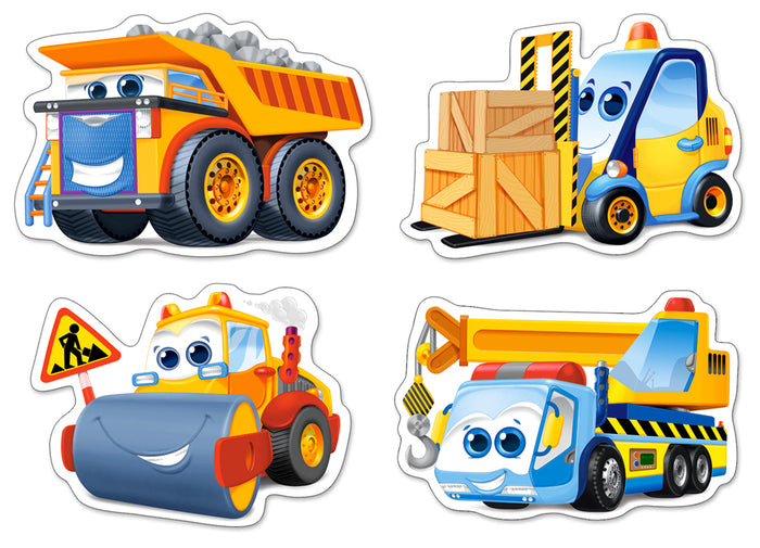 KIDEK pussel - Funny Building Machines, 4 bitar pussel - 3 bitar, 4 bitar, 6 bitar och 9 bitar