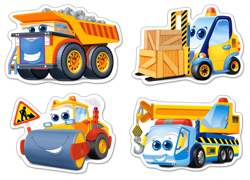 KIDEK pussel - Funny Building Machines, 4 bitar pussel - 3 bitar, 4 bitar, 6 bitar och 9 bitar