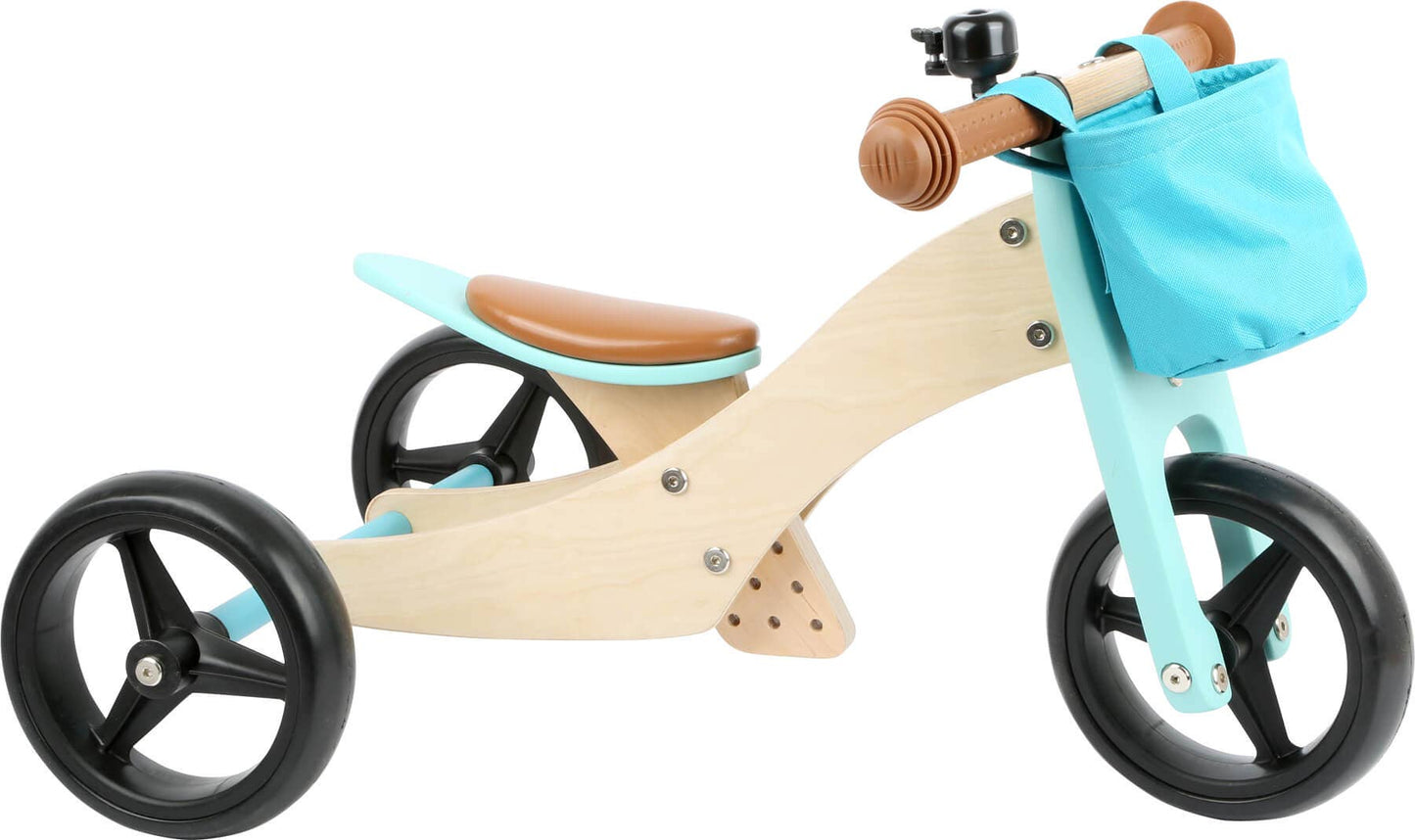 small foot 2 i 1 Turkos Balanscykel Trike | Hjul | Trä