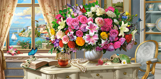 Summer Flowers and Cup of Tea, 4000-bitarspussel