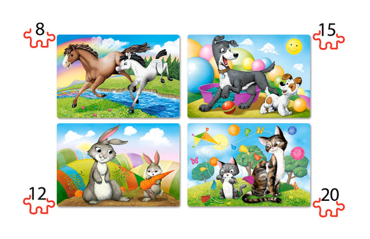 Mothers and Babies, 4 pussel - 8, 12, 15 och 20 bitar