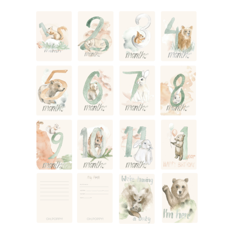 Oh Poppy Silia Milestone Cards