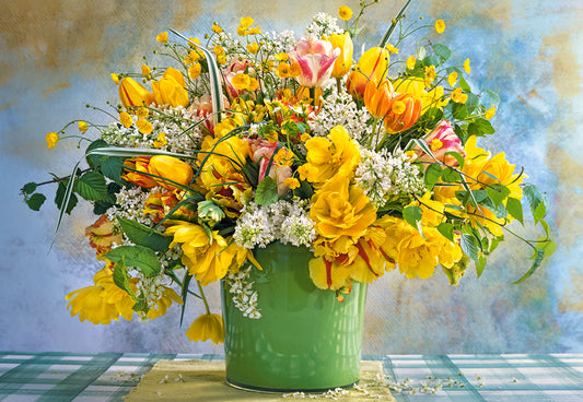 Spring Flowers in Green Vase, 1000-bitarspussel