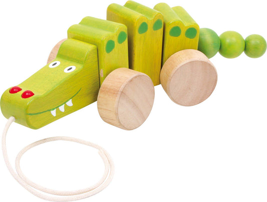 small foot small foot Crocodile Pull-On Toy | Dra och tryck leksak | Trä