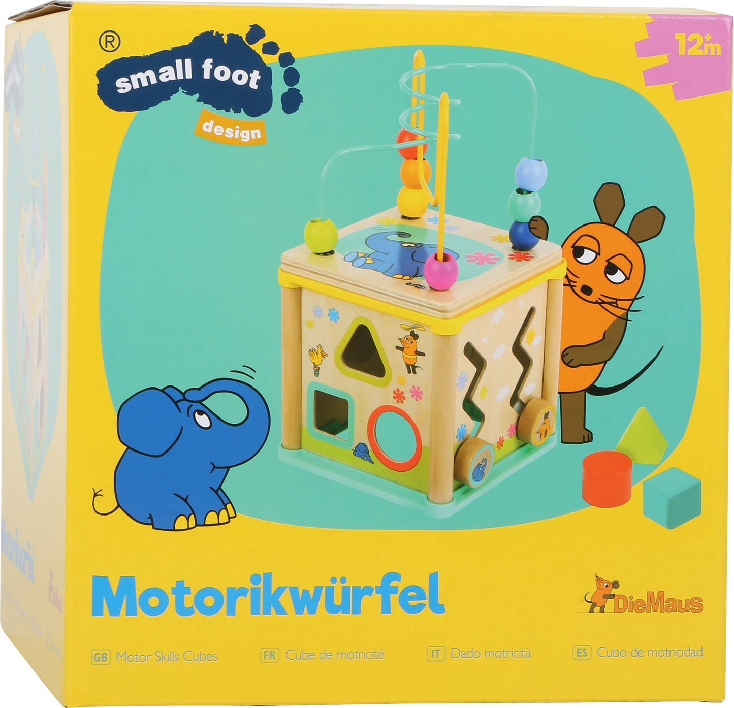 small foot Musens motoriska färdigheter kub med elefanten | Trä
