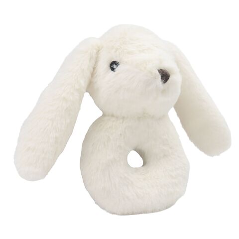 Carlo Baby Gift Set Med Vit Kanin, Skallra och Filt Grå Prick