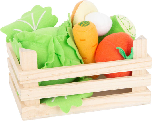 small foot Tyg Vegetabilisk Set Med Spjällåda | Handlare | Trä