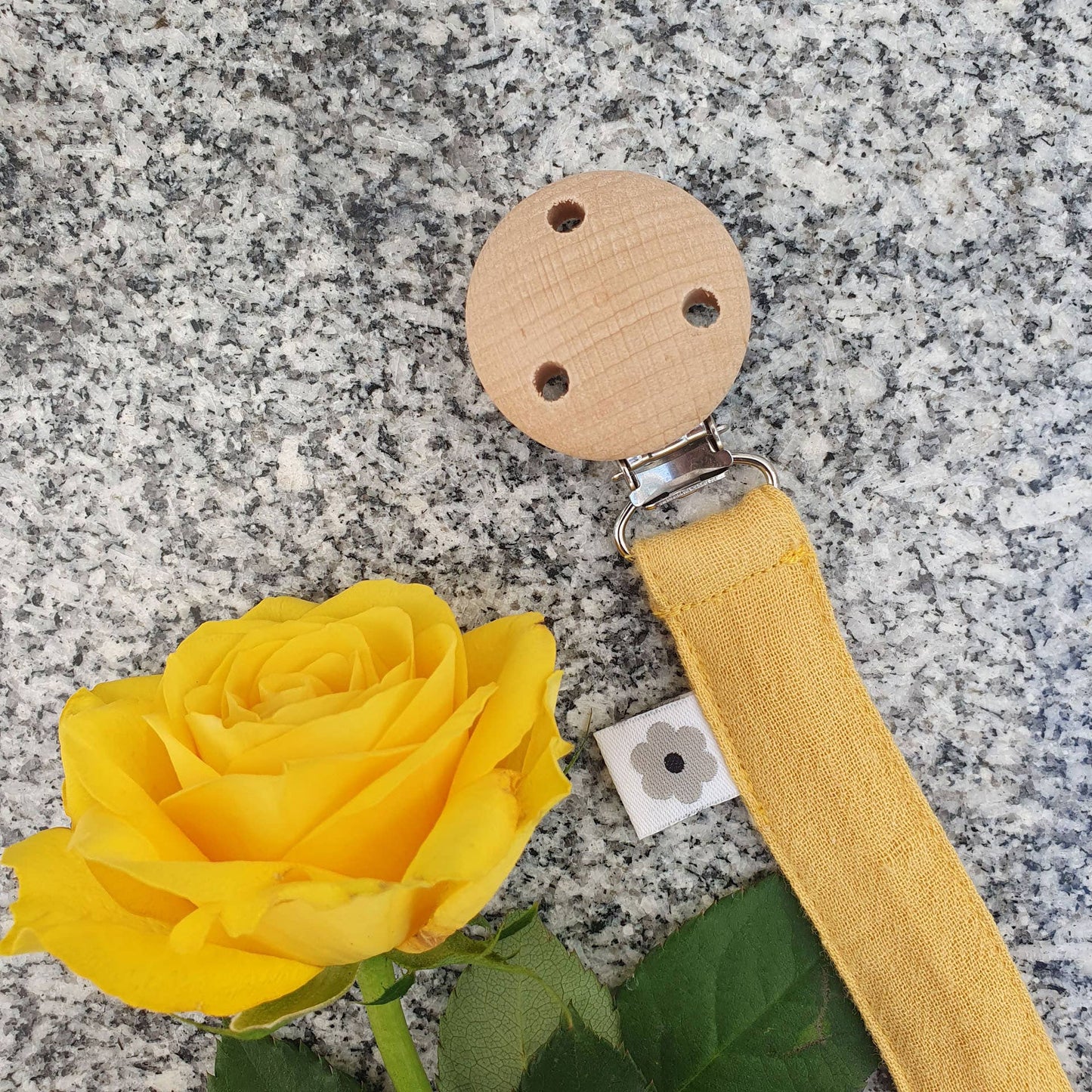 Ekologisk nappklämma Muslin Ochre