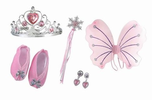 SET TIARA, SKOR, VINGAR OCH SMYCKEN ROSA