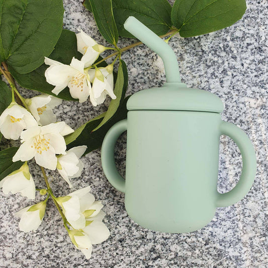 Summerville organic Silikonkopp med sugrör Cameo Grön