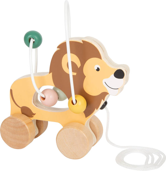 small foot Lion pull leksak med motorik loop ”Safari” | trä
