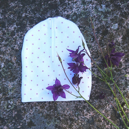 Ekologisk babyhatt Vit/Rosa Dotty Premature