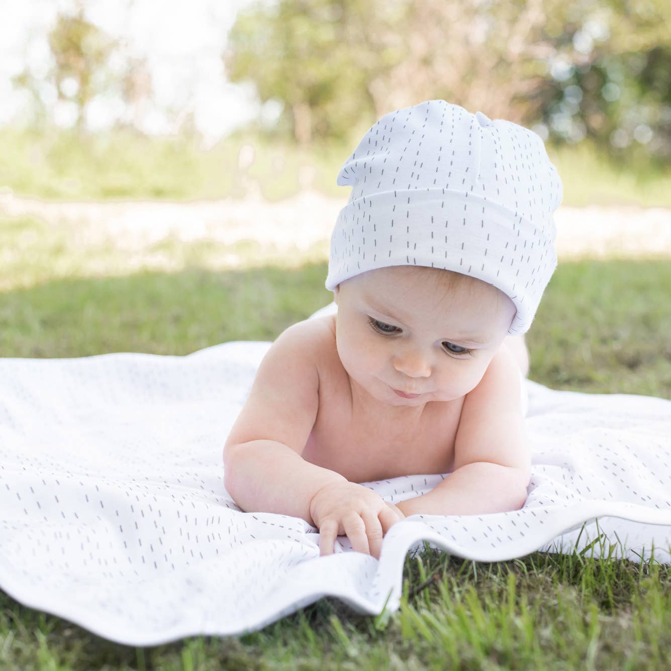 Summerville organic Ekologisk babyhatt White Line 0-3 månader