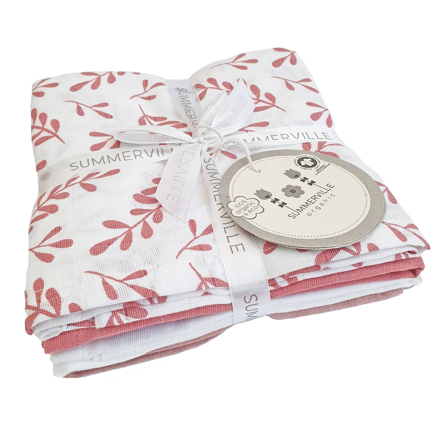 Summerville organic Ekologiska muslinfiltar 4-pack blommig ros