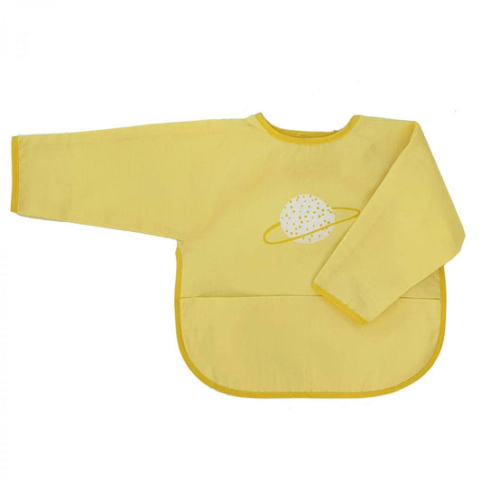 Ekologisk babyhaklapp med ärmar Yellow Planet