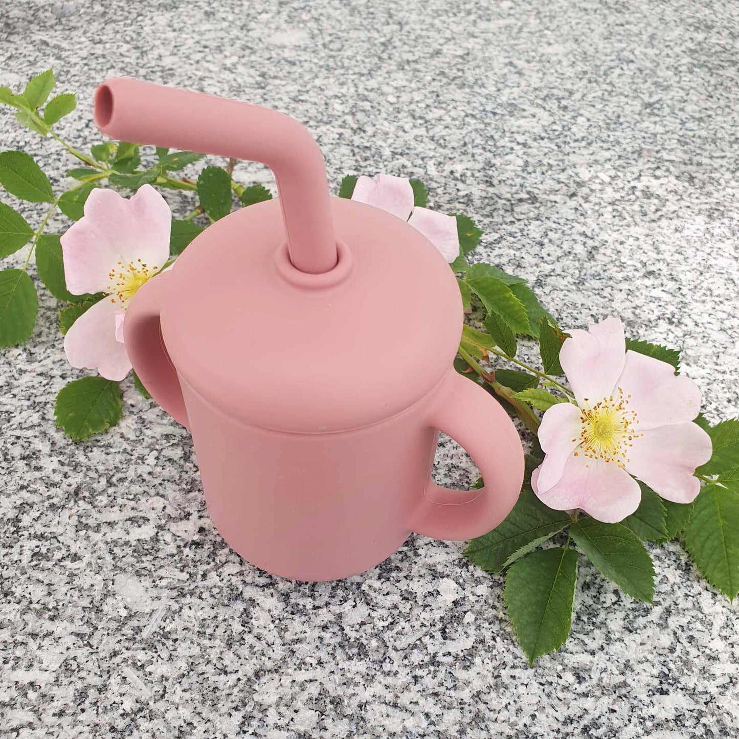Summerville organic Silikonkopp med sugrör Dusty Rose