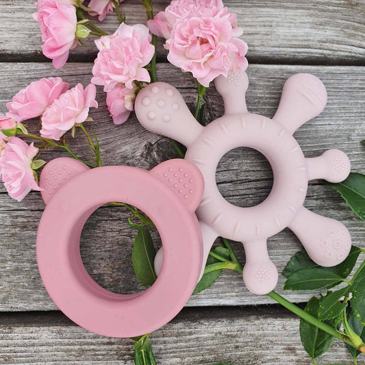 Summerville organic Silikon Baby Rattle + Teether Rose-Lila